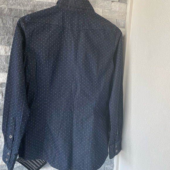 Women’s MAISON CLOCHARD NWT Long Sleeve Snap Denim Dot Shirt-Blue -Size Large - Picture 5 of 6